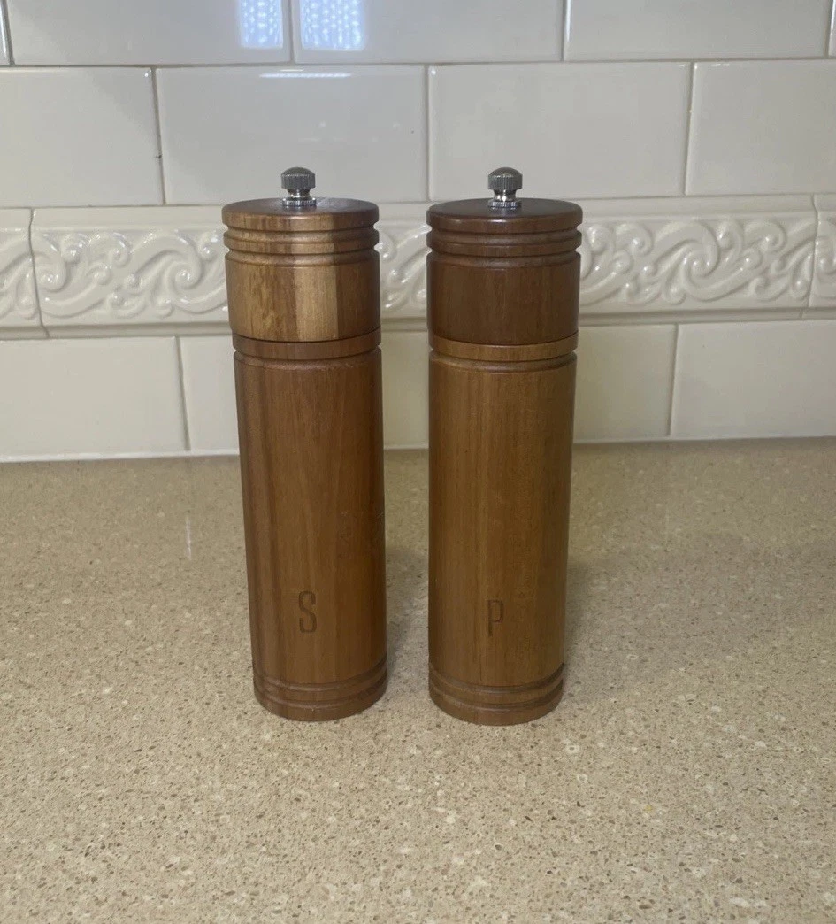 Hearth & Hand Magnolia Acacia Wood Salt Pepper Grinders 7.5" Tall