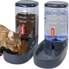 Automatic Pet Feeder Small&Medium Pets Automatic Food Feeder and Waterer Set ...