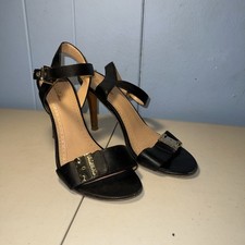 Brooks Brothers Black and Gold Tone High Heeled Strappy Shoes 8.5