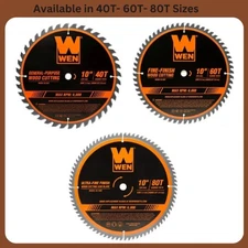 10" Carbide-Tipped Woodworking Saw Blade Set – 40T 60T 80T for Miter & Table Saw