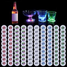 100 PCS Light Up LED Coasters for Drinks, Party Decor, Bar Wedding Use