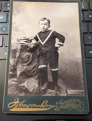 1890 CABINET CARD LOT-A Johnson Bros Photo Watertown NY-Boy w/ confident stance