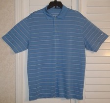 Nike Golf Men's Dri-FIT Tour Polo Shirt Blue White Line Print Size Large