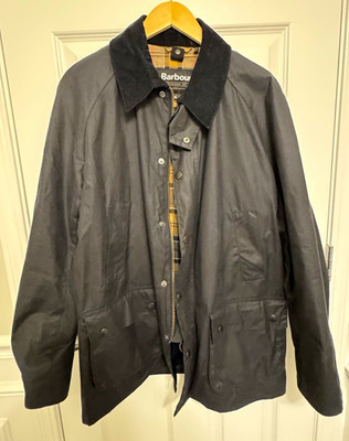 BARBOUR ASHBY WAXED JACKET   NAVY   XL