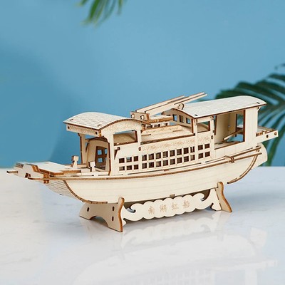 3D Holzpuzzle South Lake Red Boat Schiff DIY Modellbau Bausatz Holz Set