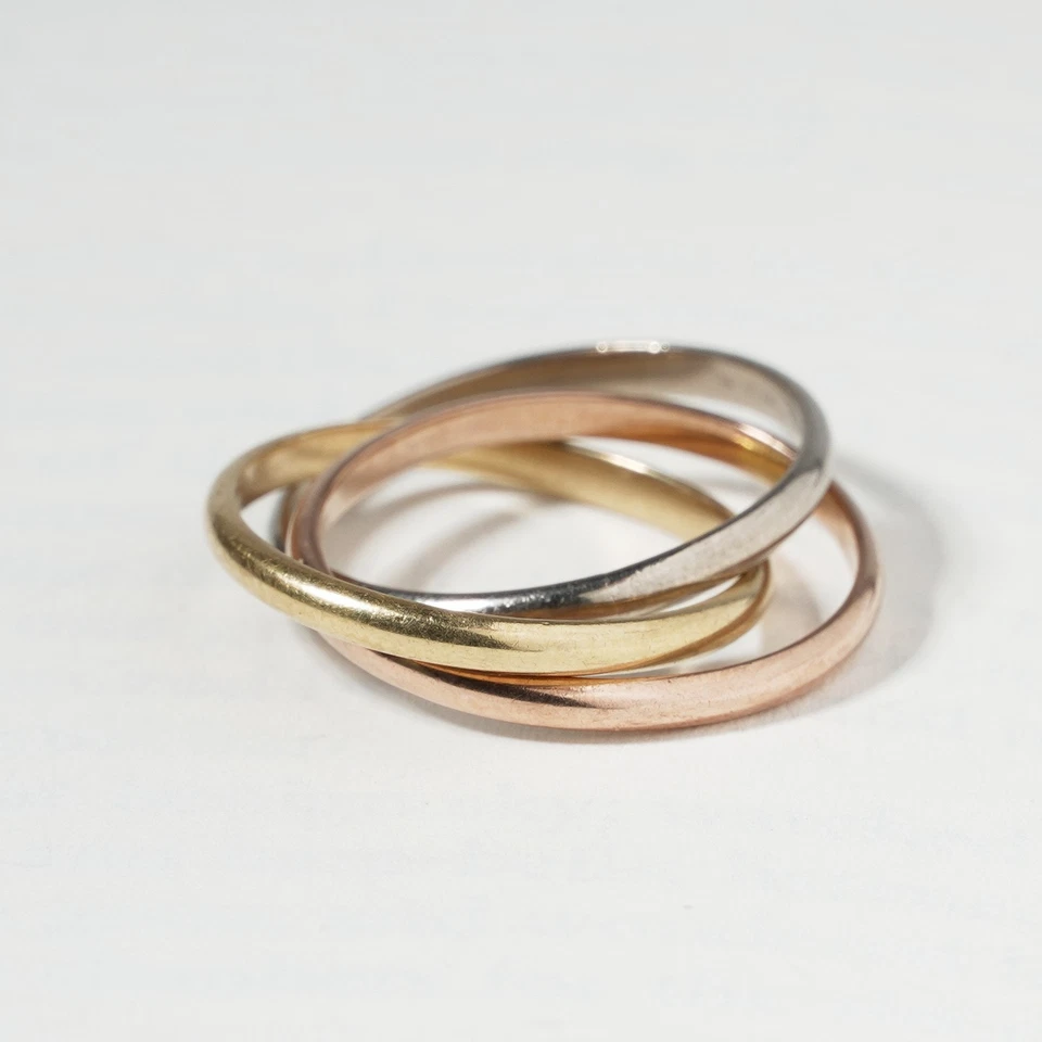 Vintage 18ct Gold Russian Wedding Ring Bands Trinity Three Tone Tri Colour H 3.5 - Image 4 of 4