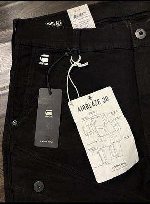 G-Star RAW Airblaze 3D Skinny Jeans Black Stretch Denim Flap
