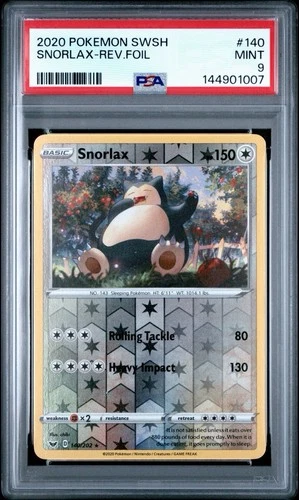 2020 Pokemon Sword & Shield SNORLAX Reverse Foil 140 PSA 9 MINT