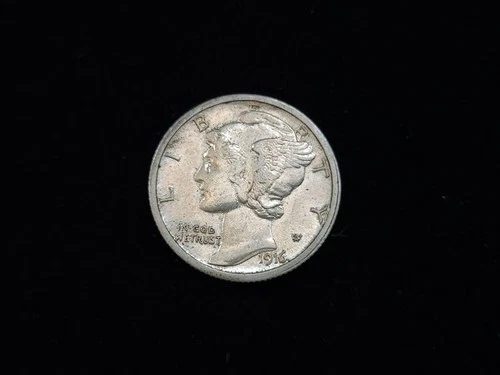 1916-S Mercury Silver Dime About Uncirculated+ 50317