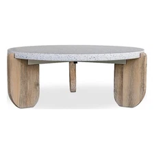 Moe's Home Collection Wunder Terrazzo/Solid Wood Coffee Table in White/Natural