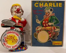 Vintage ALPS JAPAN BATTERY TOY CHARLIE THE DRUMMNG CLOWN MIB