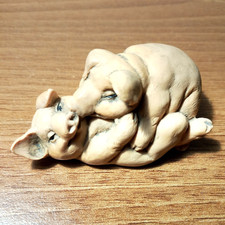 Pig Ornament Cuddeling Russ Collectable Resin Figure 2" Tall
