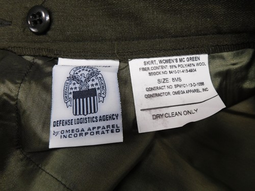 USMC Alpha Dress Skirt 8 MS Women's Green Service US Marine Military Uniform P/W - Picture 7 of 8