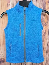 johnnie-O Boys Blue Sleeveless Vest With Zipper Front & Pockets Small