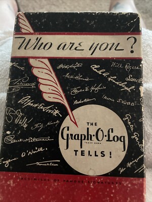 Vintage handwriting analysis party game Graph O Log famous signatures 1930's