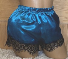Vtg Green French Lace Secret Satin Slip on Tap Panty Panties Retro CHANTILLY P6