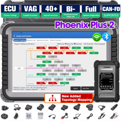 TOPDON Phoenix Plus 2 Bidirectional OBD2 Car Diagnostic Scanner Tool  CU Coding