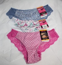 NWT set of 3 MAIDENFORM comfort devotion LACE TANGA ROSES BLUE FLORAL PINK S