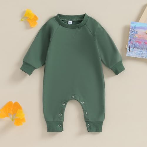 Newborn Baby Boy Girl Clothes Solid Color Romper Jumpsuit 12-18 Months Green - Picture 3 of 8