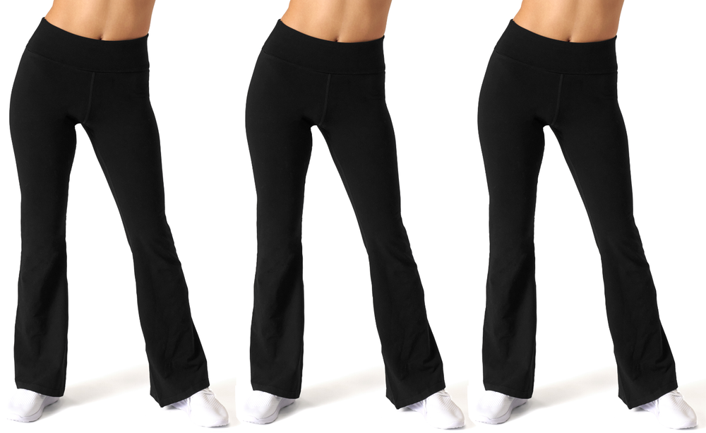 3-Pack Flared Leggings for Women Premium Cotton, Bootcut Yoga Pants High Waisted