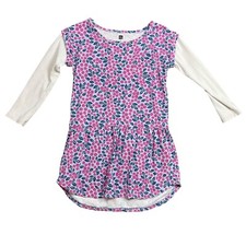 Tea Collection Floral Knit Dress Girls 6 Cotton Faux Layered Long Sleeves FLAW