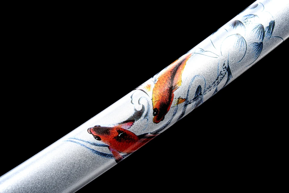 Espada afilada samurai japonesa hoja azul acero Wakizashi 1095 Koi/pez plateado 30"" Foto 4 de 4