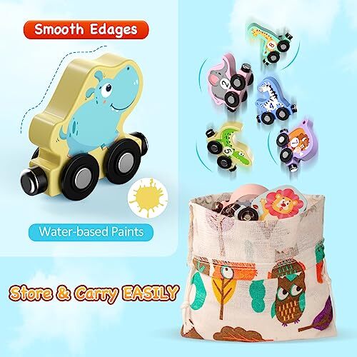 Toys for Toddlers, 11 Magnetic Woodens Train Set, Montessori Toys for Animal - Picture 6 of 8
