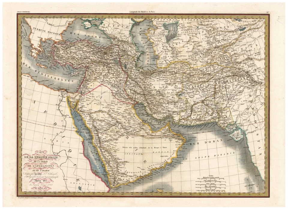 Map "Carte de la Turquie d'Asie de la Perse, Afghanistan, Arabie" Lapie, 1831 - Image 2 of 4