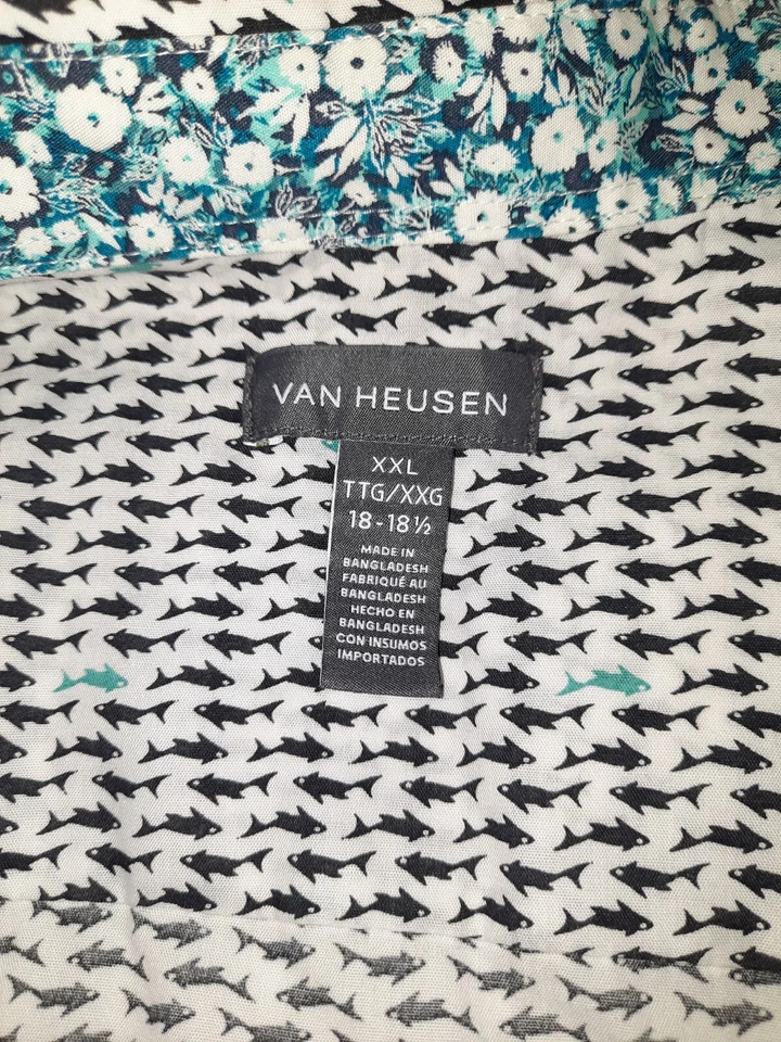 Mens XXL LOT CRUISE SHIRTS 4 BUTTON UP TROPICAL COTTON TOMMY CREMIEUX VAN HEUSEN - Image 4 of 4