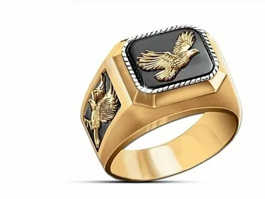 Mens gold eagle ring outlet