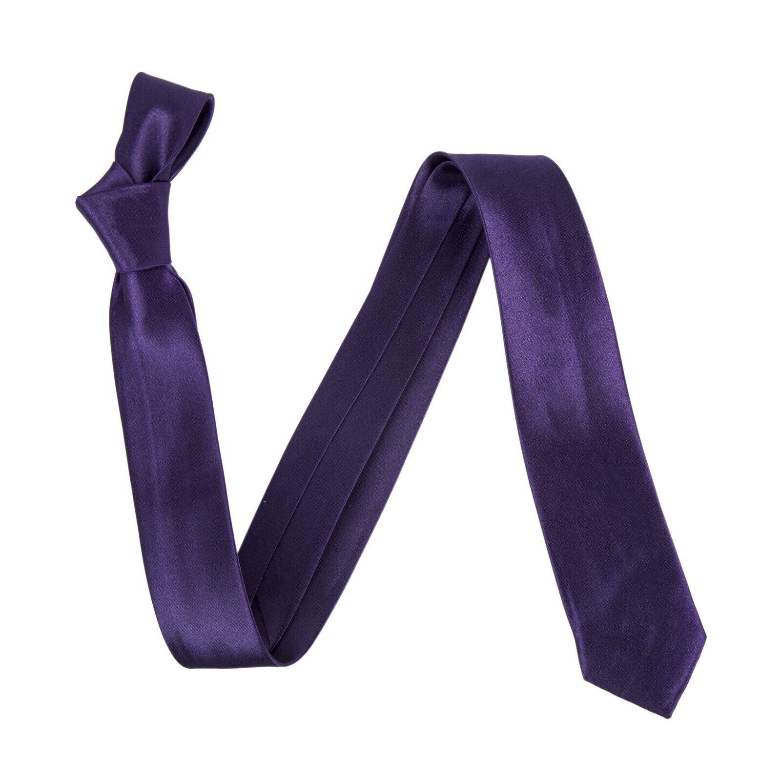 Men's Cadbury Purple Tie Plain Funeral Slim Ties Workwear Formal Party