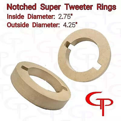 Notched Super Tweeter Door Pod Baffle (Pair) Speaker rings spacer GP Car Audio