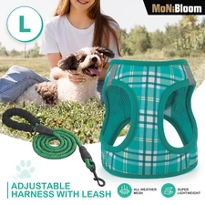 Dog Pet Harness Adjustable Breathable Mesh Reflective Jacket and Puppy Leash Set