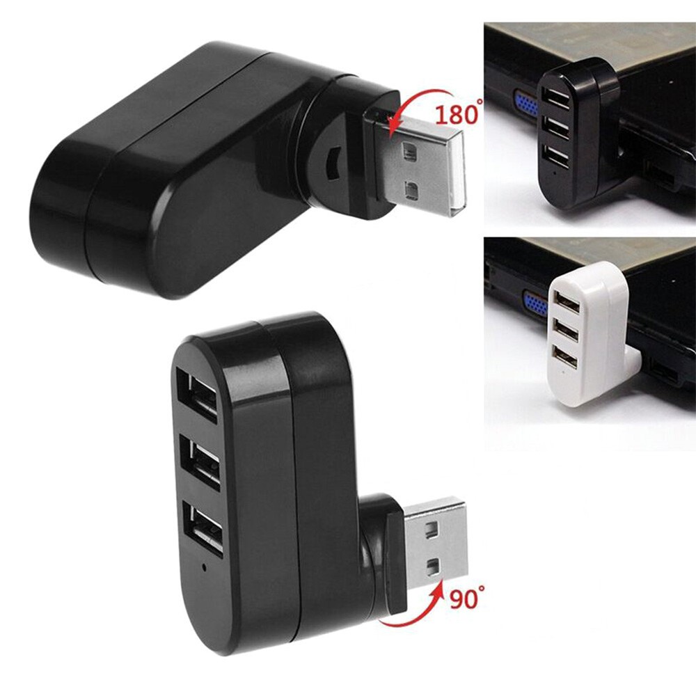 4-Port Rotatable USB 2.0 Hub with Multi-Splitter Function