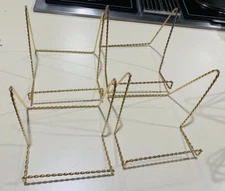 New Decorative Set of 4 Gold Plate Stand Holder Twisted Metal Display Easels 6"