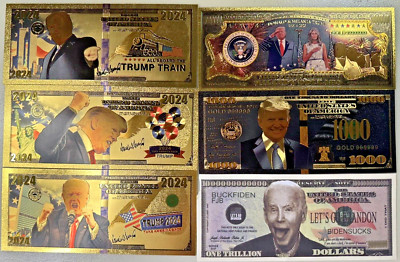 2024 Trump Gold Foil Currency with free Biden Note