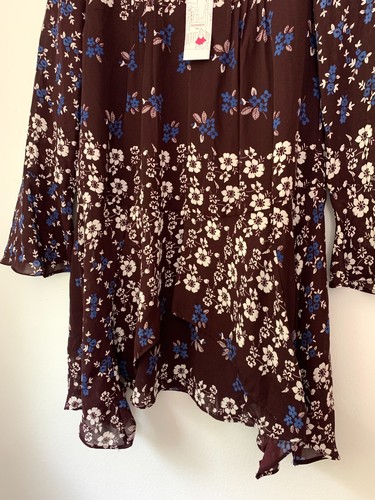 NWT Parker Dress Floral Print Long Sleeve Flared Cuffs V-Neckline Size-XS - Picture 5 of 7