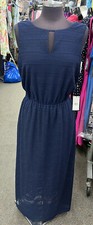ADRIANNA PAPELL LACE DRESS /NEW WITH TAG/SIZE 16/RETAIL 148/NAVY /side Slit