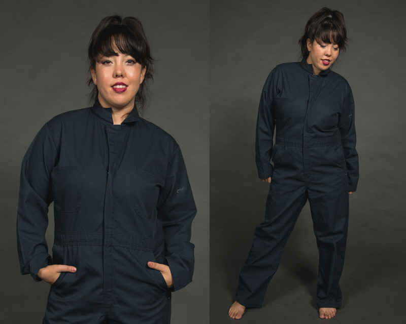 40_RG Red Kap Coveralls Work Uniform Blue Mens Large Lightweight Pockets