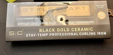 StyleCraft Black Gold Ceramic Hair Curling Iron 1.25 " Salon Stylist SCSC125B
