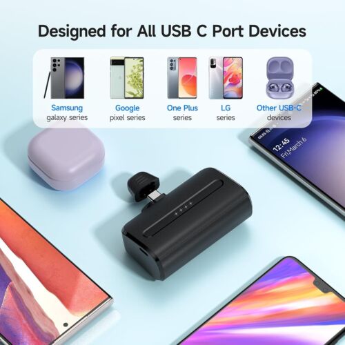NEWDERY 6600mAh USB-C Power Bank – Mini Fast Charger for Galaxy, Pixel, Android - Picture 4 of 13
