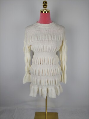 Kleid Shein Gr. S 36 creme offwhite strick stretch elegant Party dress Raffung