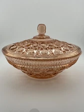 Vintage Indiana Glass Pink Windsor Covered Candy Bowl Dish