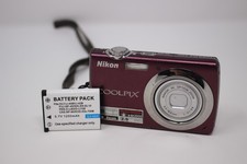 Nikon COOLPIX S220 10.0MP Digital Camera Plum Point Shoot Tested w/Batt