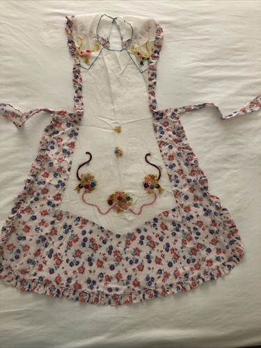 Grembiule donna completo vintage delicato fatto a mano fiori ricamati cotone ��voile �� - Foto 21 di 24