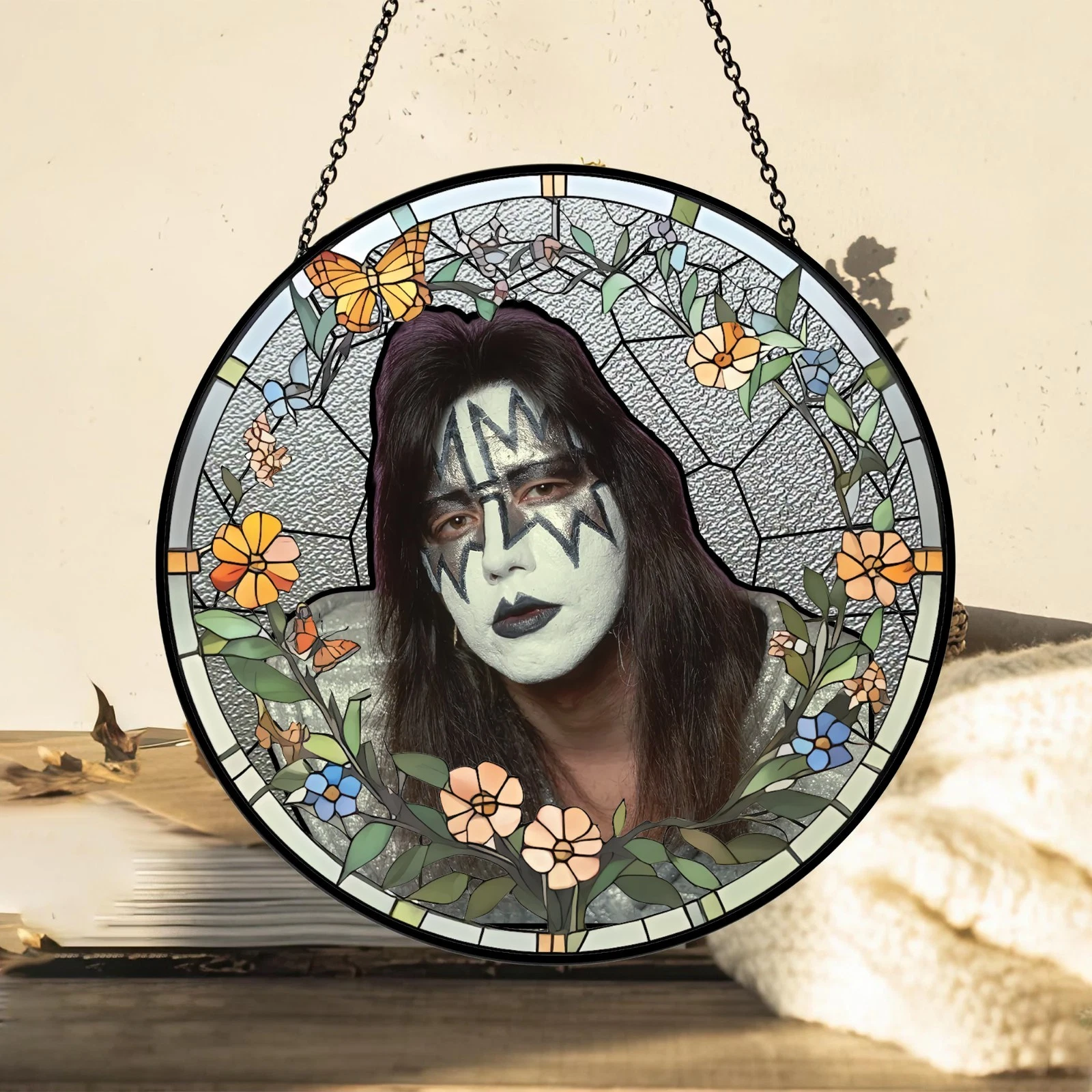 Ace Frehley Stained Glass Suncatcher - Home Window Hanging Ornament