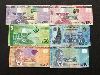 2013 2025 Bank Of Namibia $10 To $200 Dollars Banknotes Set