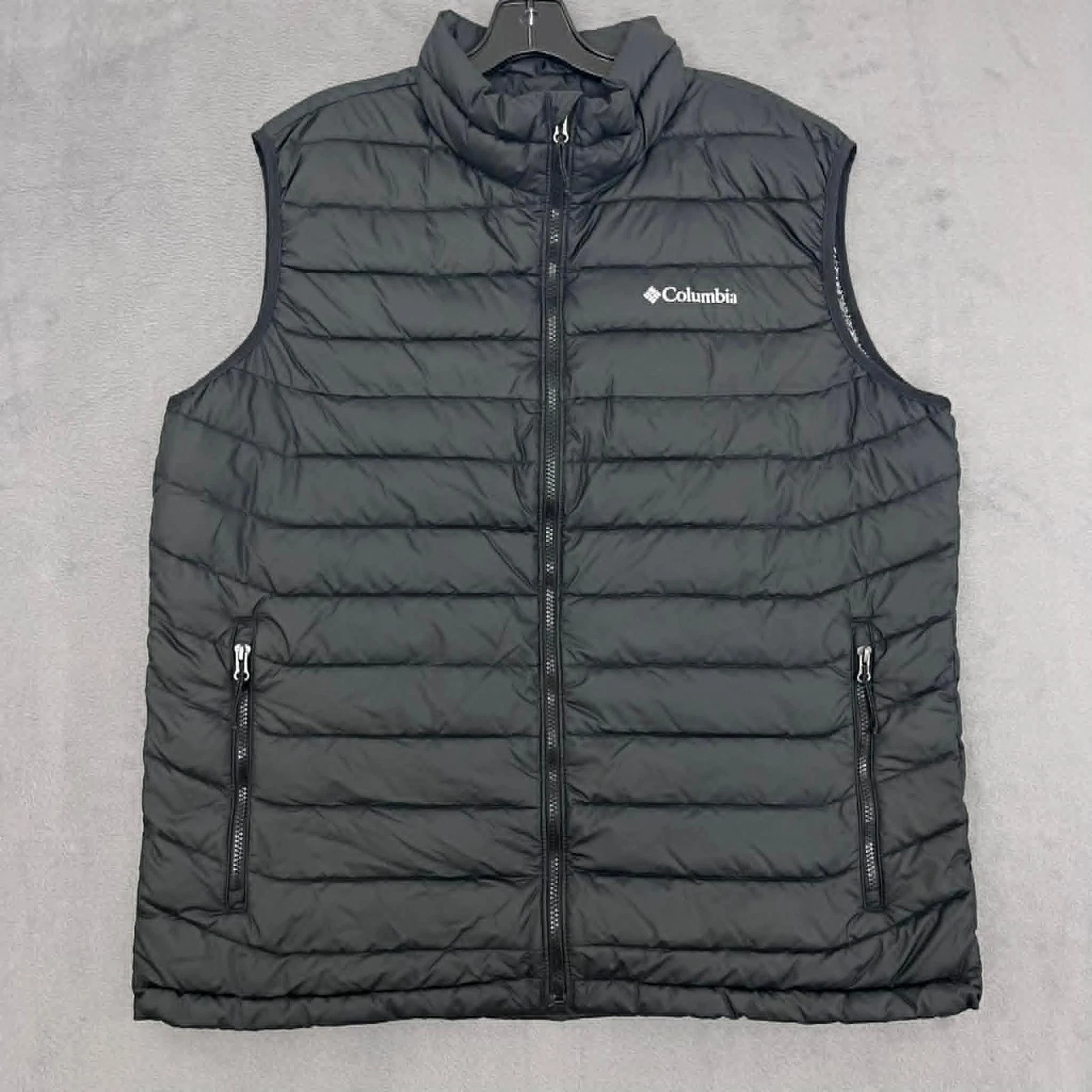 Columbia Puffer Vest Mens XL Black Omni-Heat Insulated Quilted Full Zip Outdoor
