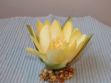 3" Small YELLOW Soft Silk WATER LILY Flower aquarium plant, Stone Base, Goldfish