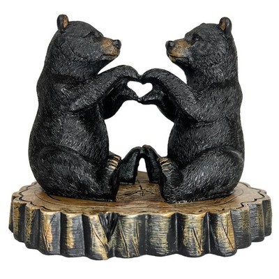 Black Bears Heart Hands Figurine   6  Wide Whimsical Bear Couple I Love You S...